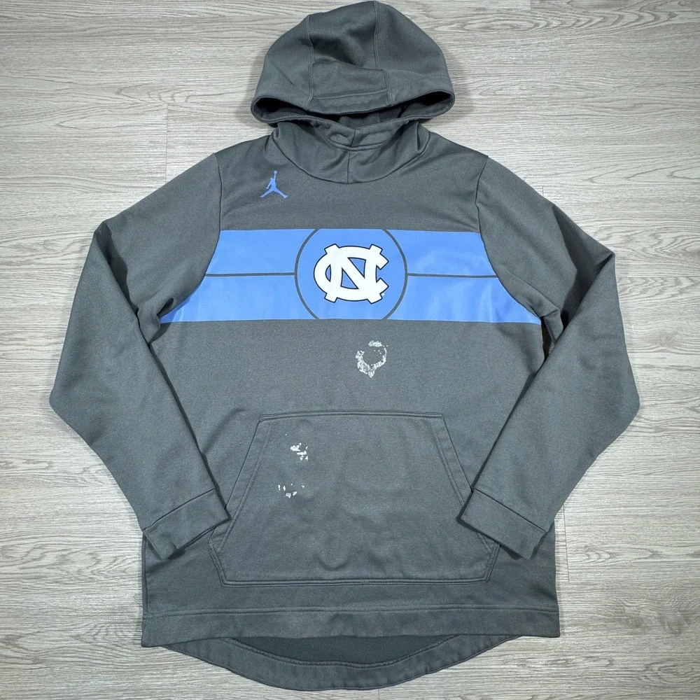 Jordan Mens Hoodie‎ UNC North Carolina Tar Heels Gray XL Dri-FIT